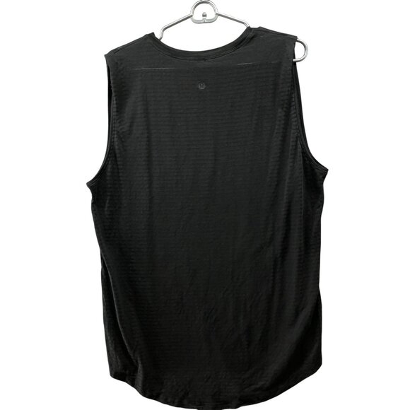 Lululemon Brunswick Muscle Tank Top Womens 10 Black Sheer Striped Curve Hem - Picture 2 of 8